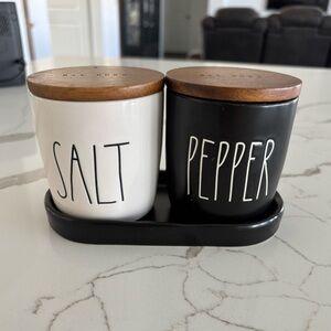 🍃🦋 Rae Dunn Artisan Collection Ceramic Salt and Pepper Cellars with Base